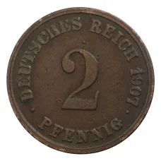 Монета 2 пфеннига 1907 года Е Германия (аверс)