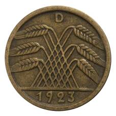Монета 5 рентенпфеннигов 1923 года D Германия (аверс)