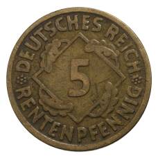 Монета 5 рентенпфеннигов 1923 года D Германия (реверс)