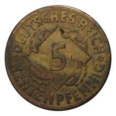 Монета 5 рентенпфеннигов 1923 года А Германия (реверс)
