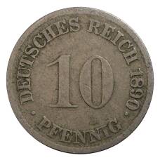 Монета 10 пфеннигов 1890 года G Германия (аверс)