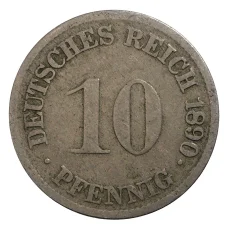 Монета 10 пфеннигов 1890 года G Германия (аверс)