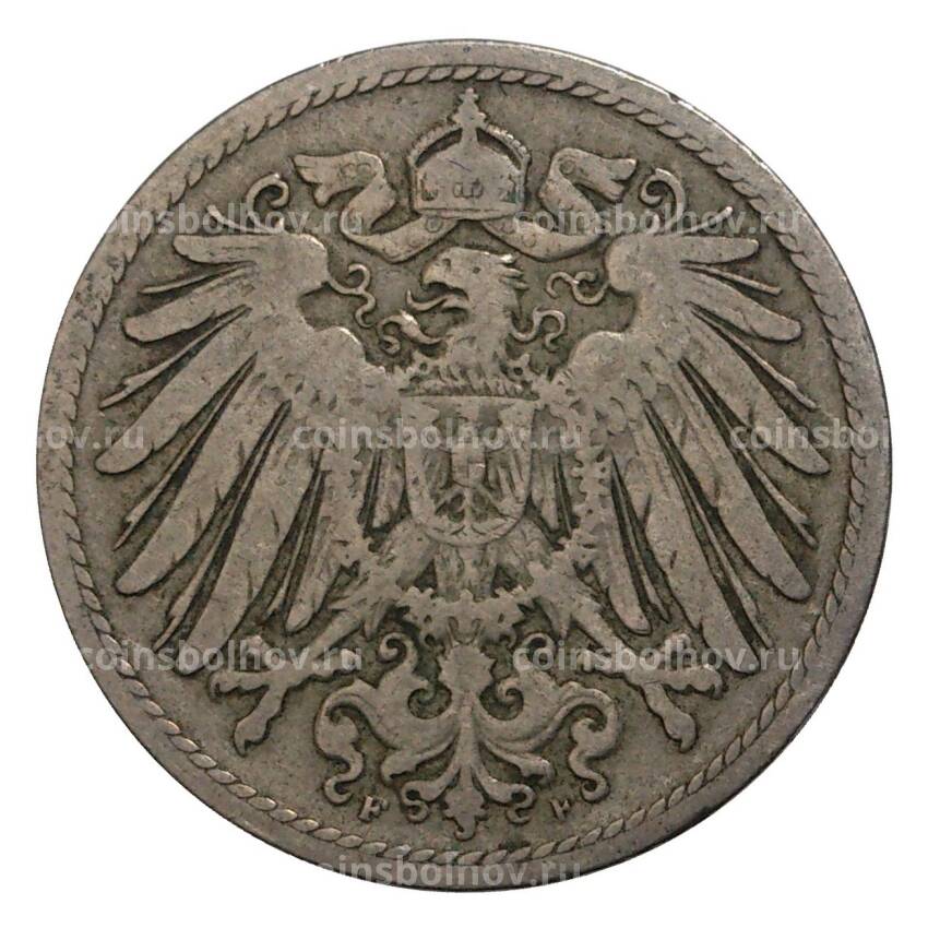 Монета 10 пфеннигов 1890 года F Германия (вид 2)