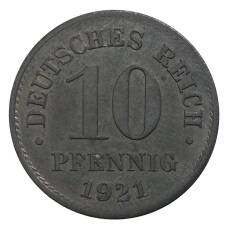 Монета 10 пфеннигов 1921 года Германия (аверс)
