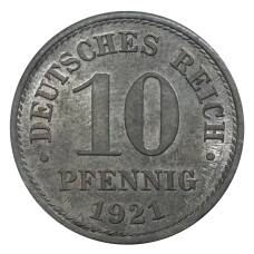 Монета 10 пфеннигов 1921 года Германия (аверс)