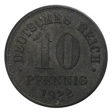 Монета 10 пфеннигов 1922 года Германия (аверс)