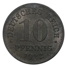 Монета 10 пфеннигов 1922 года Германия (аверс)