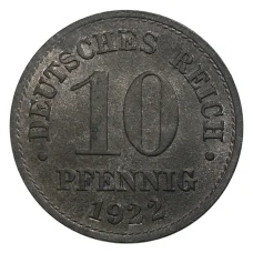 Монета 10 пфеннигов 1922 года Германия (аверс)