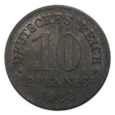 Монета 10 пфеннигов 1922 года Германия (аверс)
