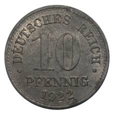 Монета 10 пфеннигов 1922 года Германия (аверс)