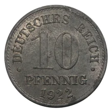 Монета 10 пфеннигов 1922 года Германия (аверс)