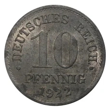 Монета 10 пфеннигов 1922 года Германия (аверс)