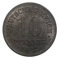 Монета 10 пфеннигов 1922 года Германия (аверс)