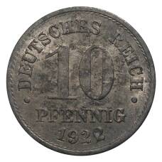 Монета 10 пфеннигов 1922 года Германия (аверс)