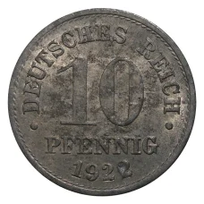 Монета 10 пфеннигов 1922 года Германия (аверс)