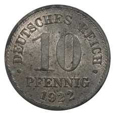 Монета 10 пфеннигов 1922 года Германия (аверс)