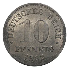 Монета 10 пфеннигов 1922 года Германия (аверс)