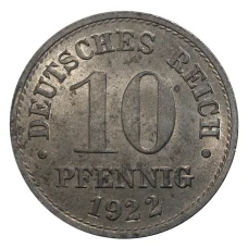 Монета 10 пфеннигов 1922 года Германия (аверс)