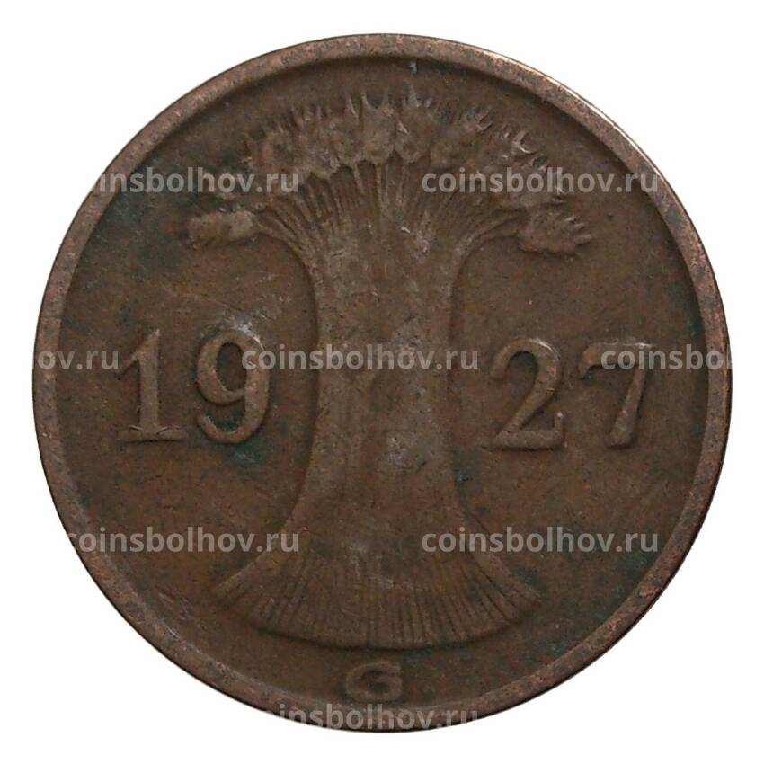 Монета 1 рейхспфенниг 1927 года G Германия