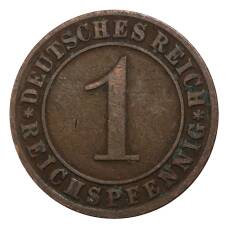Монета 1 рейхспфенниг 1927 года G Германия (реверс)