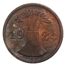 Монета 2 рейхспфеннига 1924 года А Германия (аверс)