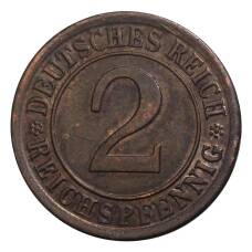 Монета 2 рейхспфеннига 1924 года А Германия (реверс)