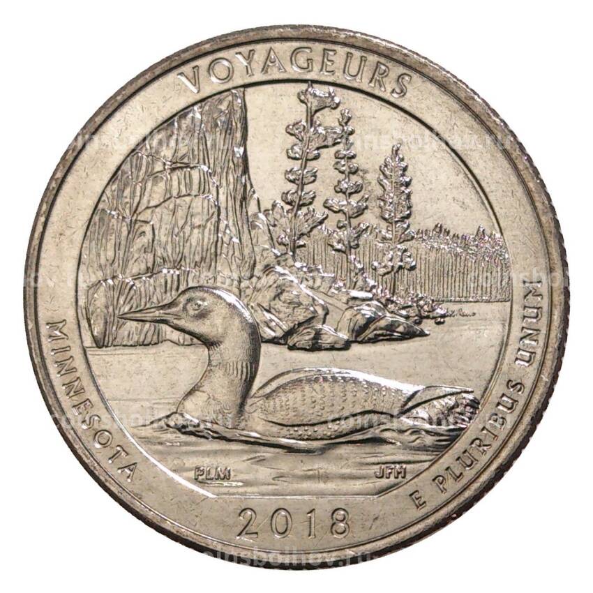 Монета 25 центов 2018 года Р США Национальные парки — №43 Национальный парк Вояджерс