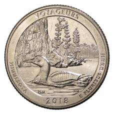 Монета 25 центов 2018 года D США Национальные парки — №43 Национальный парк Вояджерс (аверс)