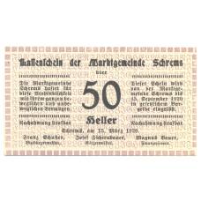 Банкнота 50 геллеров 1920 года Австрия — Нотгельд (аверс)