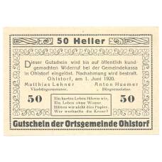 Банкнота 50 геллеров 1920 года Австрия — Нотгельд (вид 2)