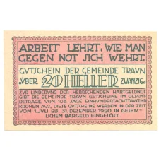 Банкнота 20 геллеров 1920 года Австрия — Нотгельд