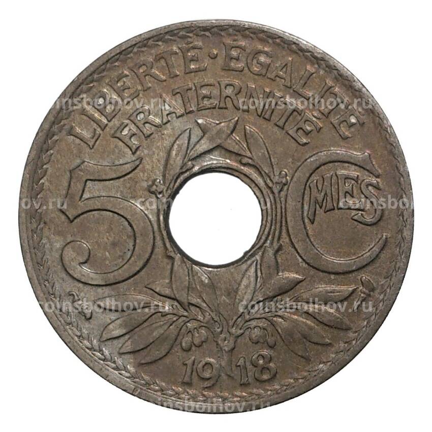 Монета 5 сантимов 1918 года Франция