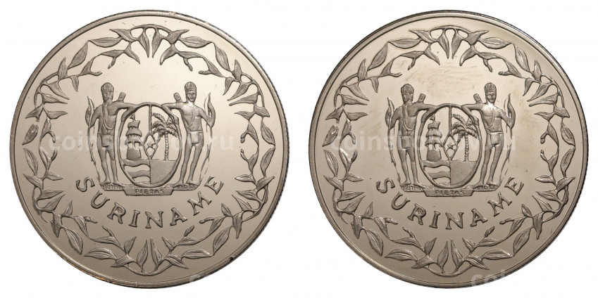 Набор из двух монет 100 гульденов 1996 года Суринам «Автомобили Форд» (вид 2)