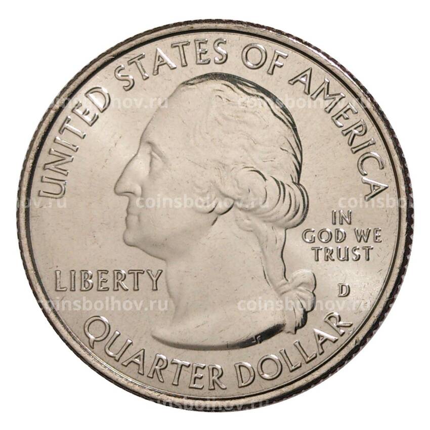 Монета 25 центов 2018 года D США Национальные парки — №44 Национальное побережье острова Камберленд (вид 2)