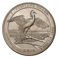 Монета 25 центов 2018 года Р США Национальные парки — №44 Национальное побережье острова Камберленд (аверс)