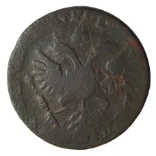 Монета Денга 1731 года Перечекан из 1 копейки Петра I (реверс)