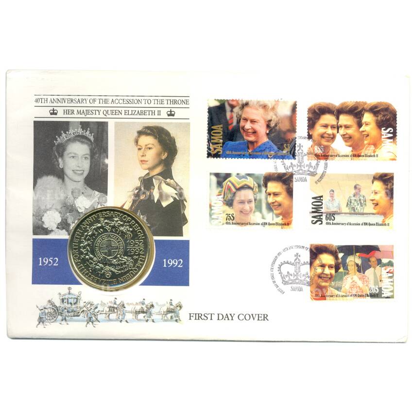 Монета 1 доллар 1992 года Самоа — 40 лет правлению Королевы Елизаветы II