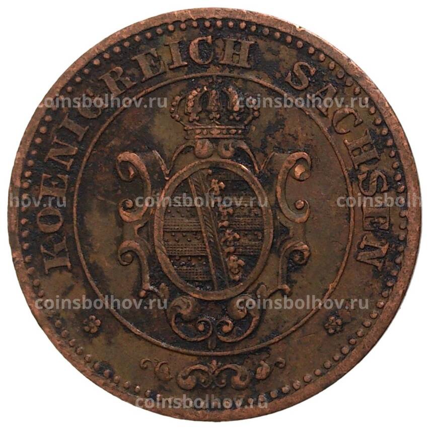 Монета 2 пфеннига 1869 года Германские государства — Саксония (вид 2)