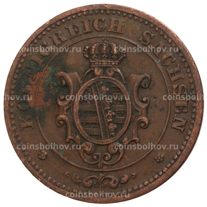 Монета 2 пфеннига 1869 года Германские государства — Саксония (вид 2)