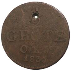 Монета 1/2 грота 1835 года Германские государства — Ольденбург (аверс)