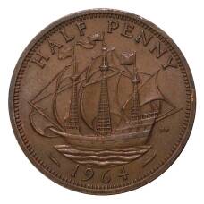 Монета 1/2 пенни 1964 года (аверс)