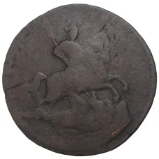 Монета 2 копейки 1758 года Перечекан из «облачной» копейки (реверс)