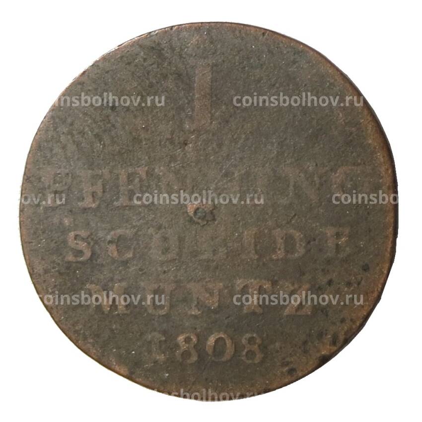 Монета 1 пфенниг 1808 года С Германские государства — Вестфалия