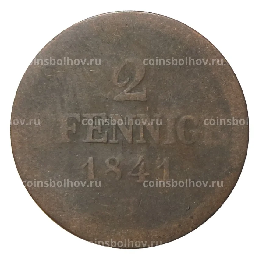 Монета 2 пфеннига 1841 года Германские государства — Саксония