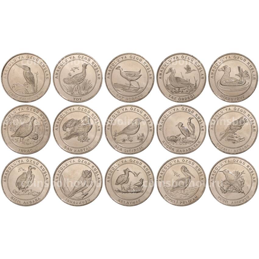 Набор монет 1 куруш 2018 года Турция «Птицы Анатолии»