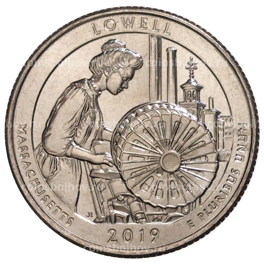 Монета 25 центов 2019 года Р США Национальные парки — №46 Национальный исторический парк Лоуэлл