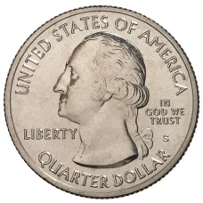 Монета 25 центов 2019 года S США Национальные парки — №46 Национальный исторический парк Лоуэлл (реверс)