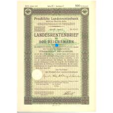 Банкнота Облигация 500 марок 1937 года Германия (аверс)