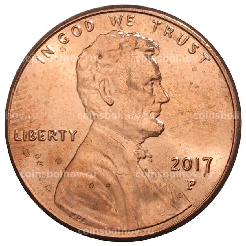 Монета 1 цент 2017 года Р США