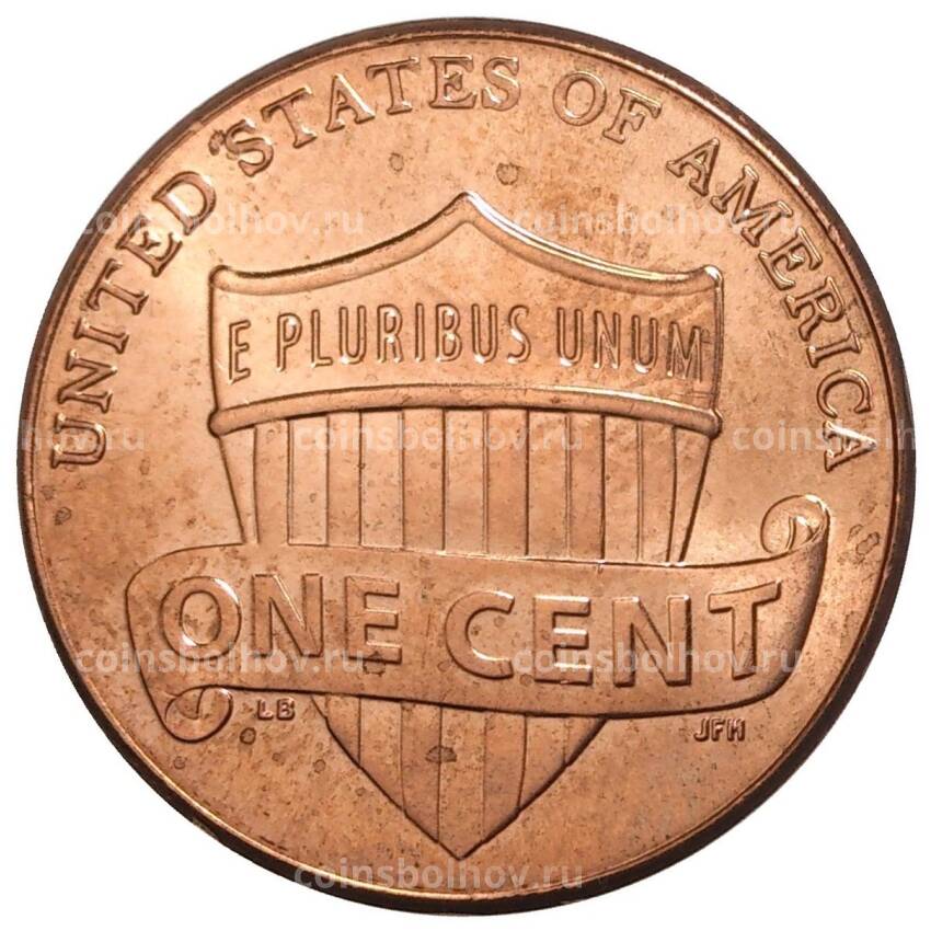 Монета 1 цент 2017 года Р США (вид 2)